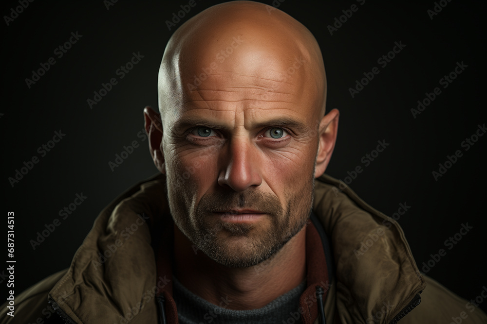 portrait, modern bald man, 40 years old, portrait, modern bald man, 40 years old,