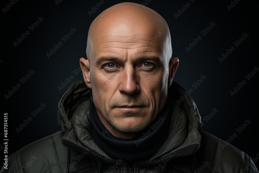 portrait, modern bald man, 40 years old, portrait, modern bald man, 40 years old,