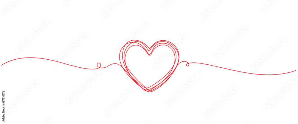 Heart line art style vector illustration