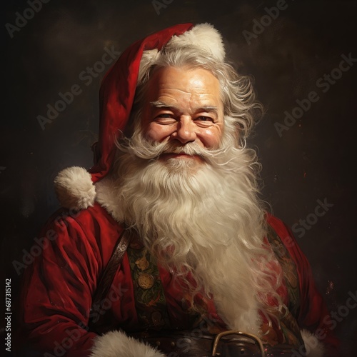 Happy smiling Santa Claus portrait in red traditional costume