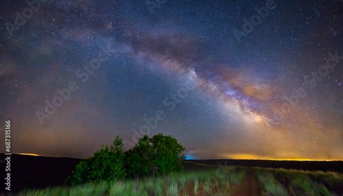 milky way galaxy on a night sky long exposure photograph with © Irene