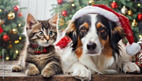 cat and dog christmas with generative ai