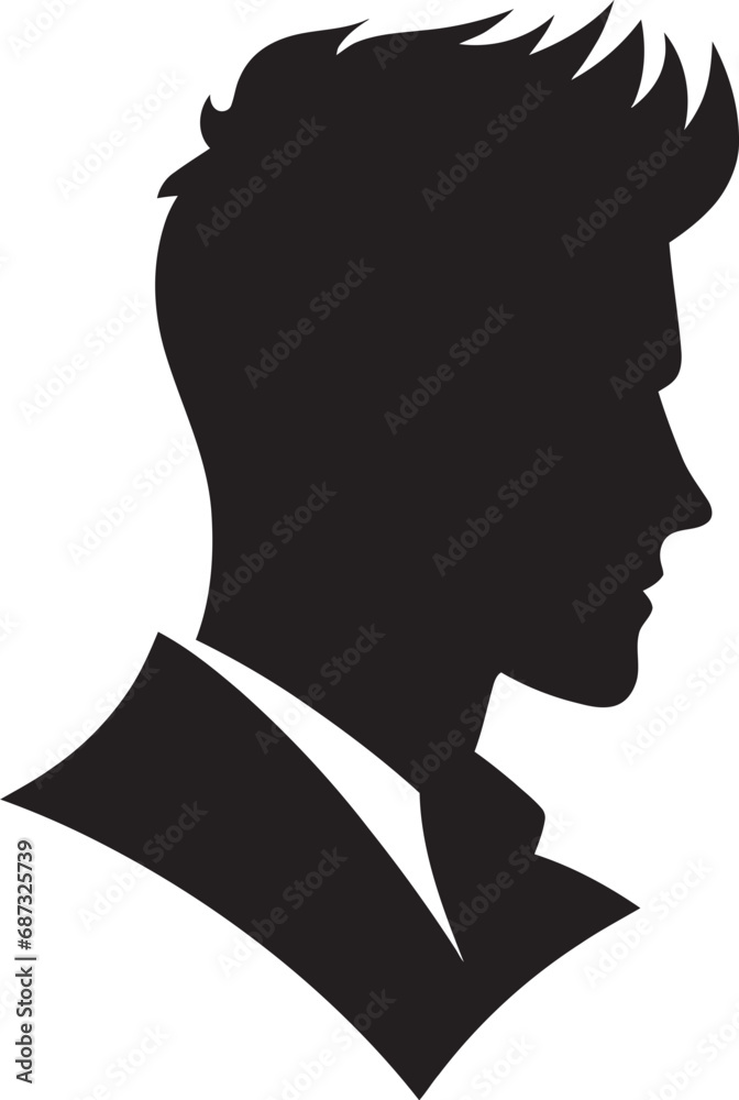 Gentleman in Black and White IconElegant Noir Vector Mascot