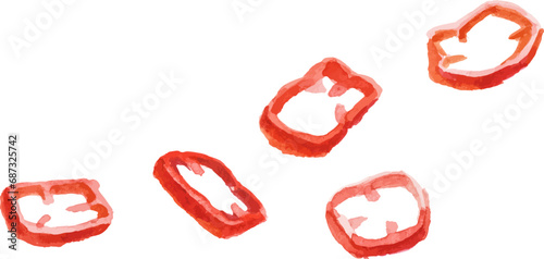 Watercolor painted chili pepper. Hand drawn fresh food design element isolated on white background.