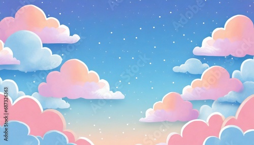 abstract kawaii cloudy colorful sky background soft gradient pastel comic graphic concept for wedding card design or presentation