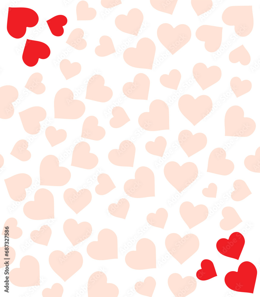 Heart decorated paper, card design, invitation, letter themed vector, print ready, fully editable.