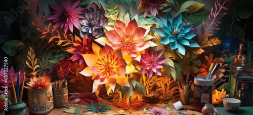 Beautiful paper craft flower display