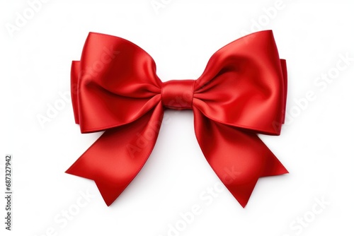Celebratory red ribbon with a bow for wrapping Christmas presents