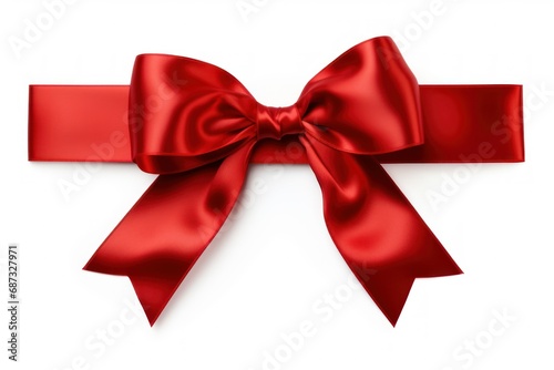 Charming red ribbon with a bow for romantic Valentine's gifts, isolated