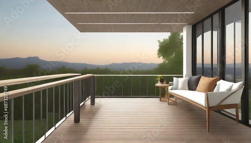 patio terrace balcony courtyard home interior design space tamplate background home balcony with skylight modern design home interior concept ai generate photo
