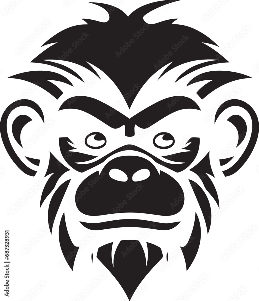 Monochrome Monkey BalladJungle Nocturne Primate Vector