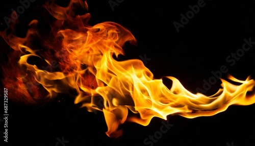 burning fire flame on black background © Irene
