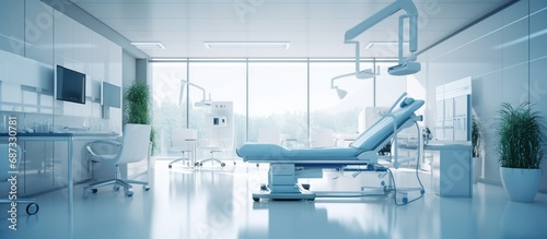 Blur medical interior of hospital clinic,