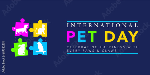  National pet day holiday design National Pet Day Abstract Vector Templates Design, Dog, Cat, Parrot, Rabbit. Social media post  photo