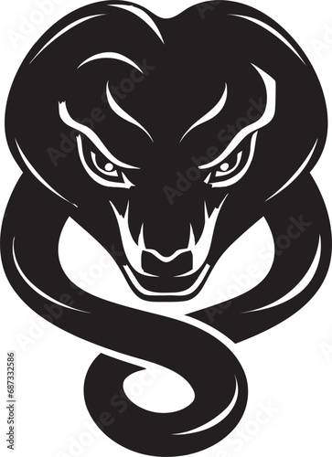Fototapeta Naklejka Na Ścianę i Meble -  Bold Snake Silhouette Dark Vector GraphicsSculpted Black Mamba Vector Illustration