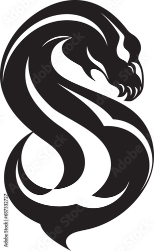 Mystical Python Twist Vector IllustrationSilent Serpent Shadows Black Vector Graphics