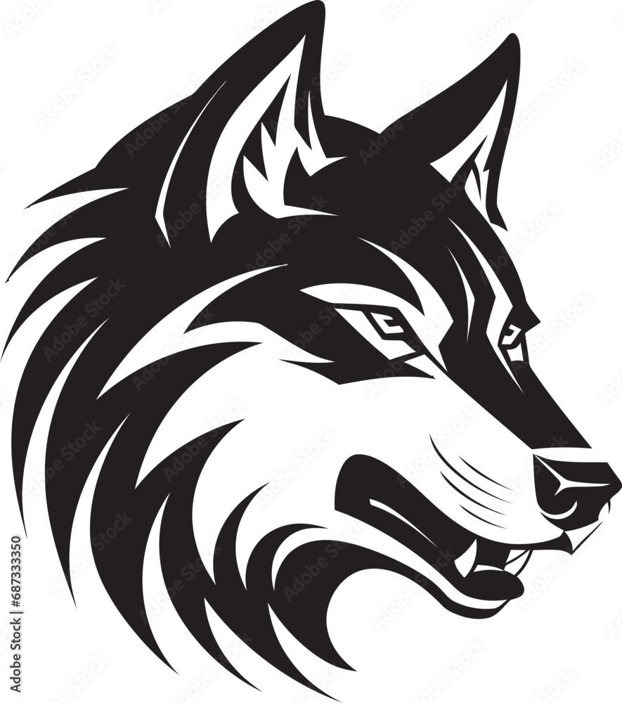 Wild Black Wolf Graphic DesignNocturnal Predator Vector Illustration