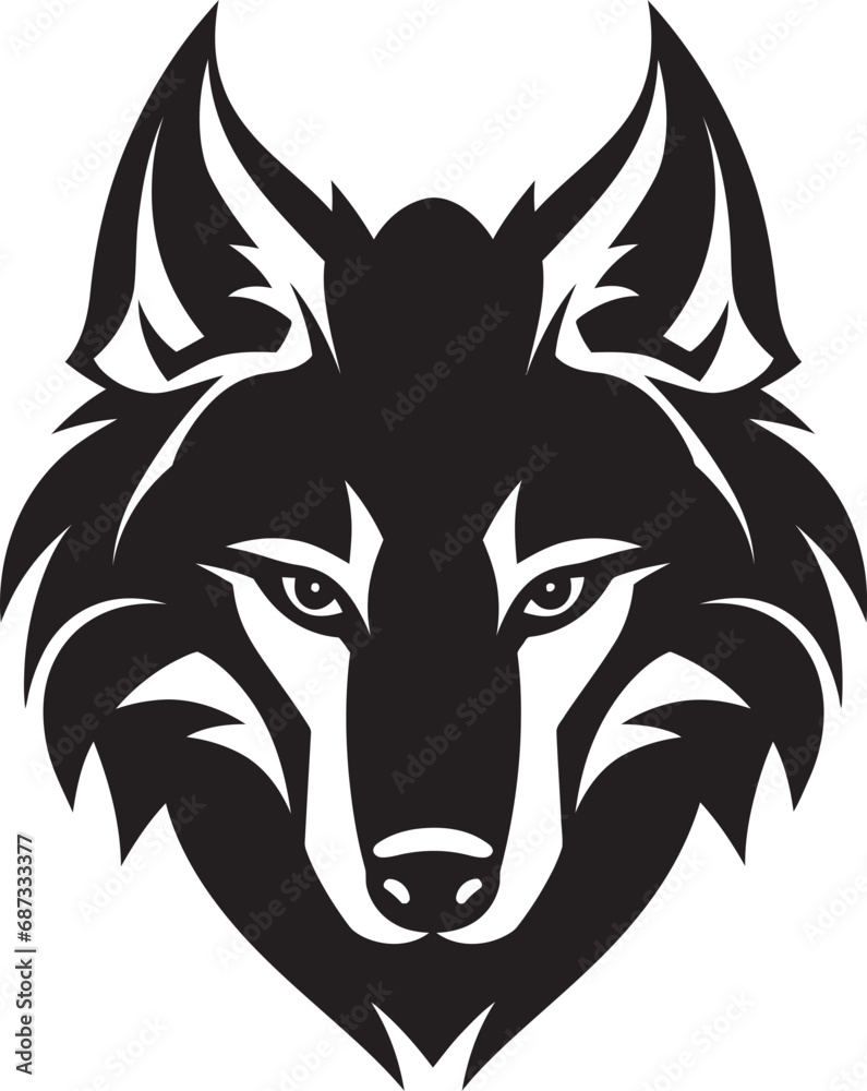Bold Black Wolf Head ArtworkMystic Moonlit Canine Vector