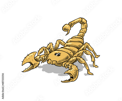 Hand Drawn Of A Scorpion Cartoon Vector Illustration