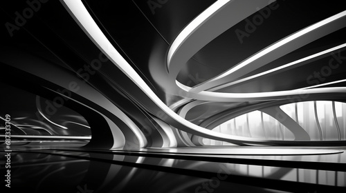 Architectural Abstract Futuristic Building Lines and Shapes Background