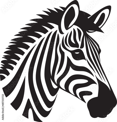 Sleek Safari Symphony Zebra Pattern VectorZebra Zenith Black and White Vector Artistry