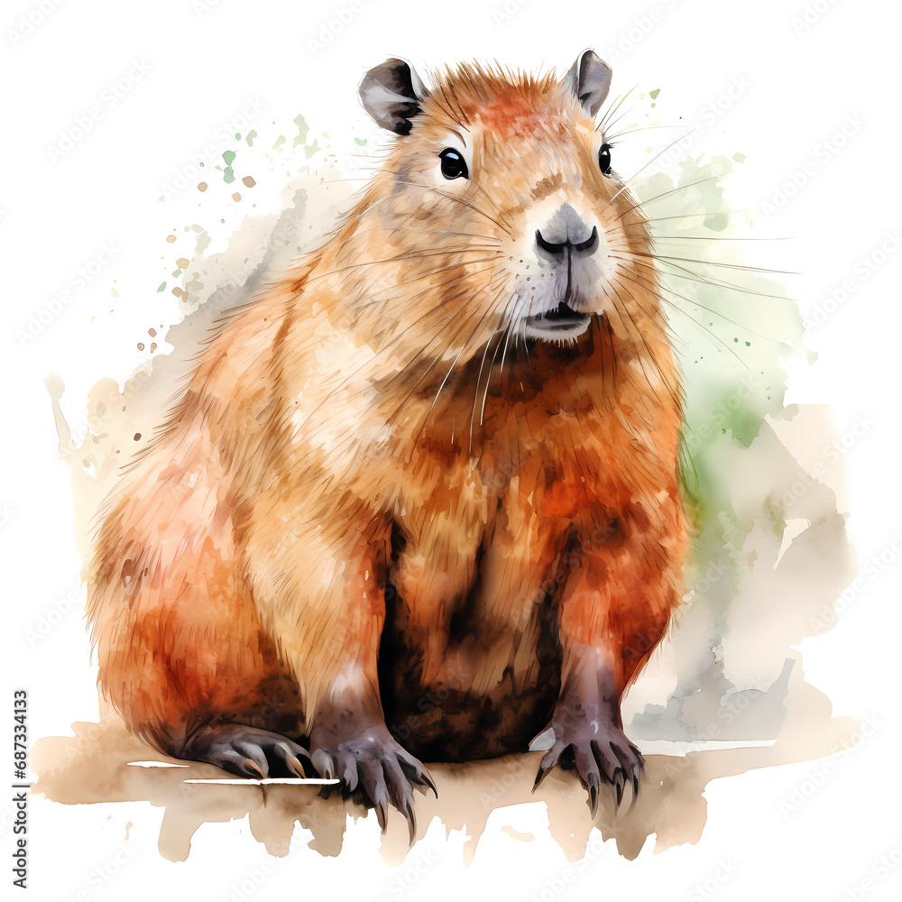 Fototapeta premium Watercolor Capybara Clipart