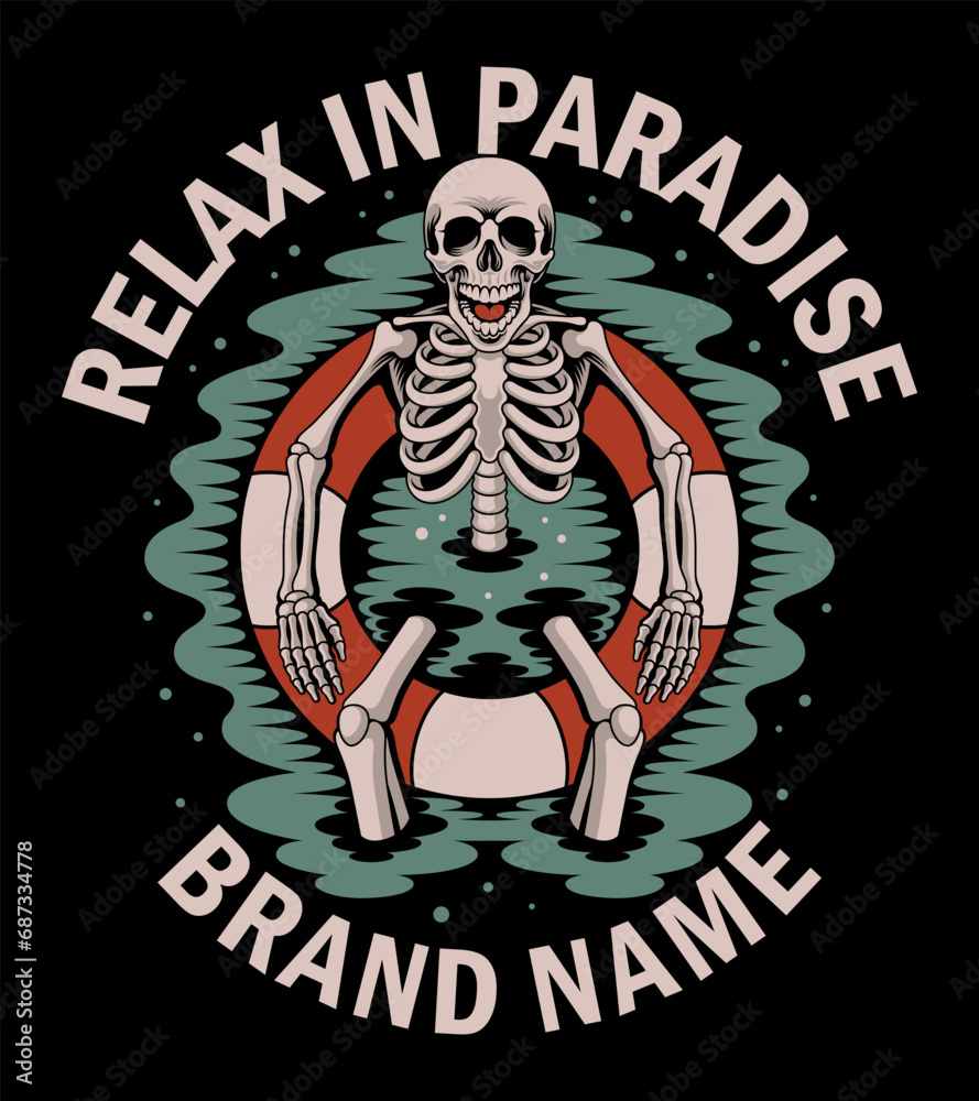 vector illustration of a skull relaxing on a buoy