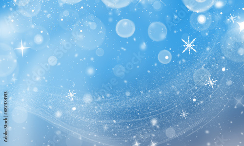 Winter blue background with snowflakes. Christmas and New Year background.