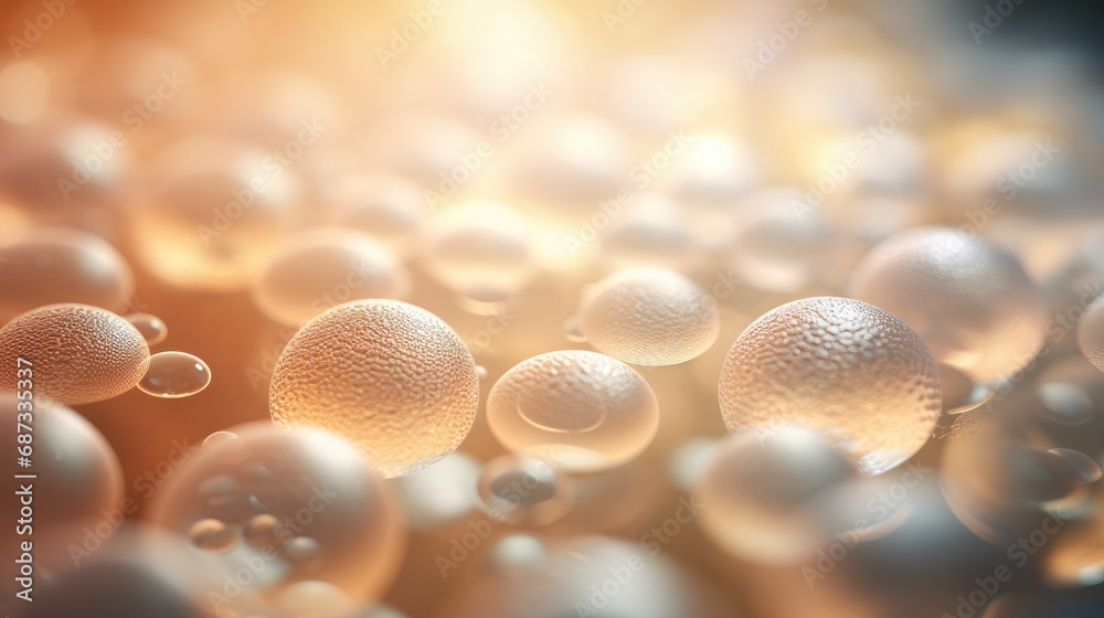 Fototapeta premium A bunch of bubbles floating on top of each other. Generative AI.