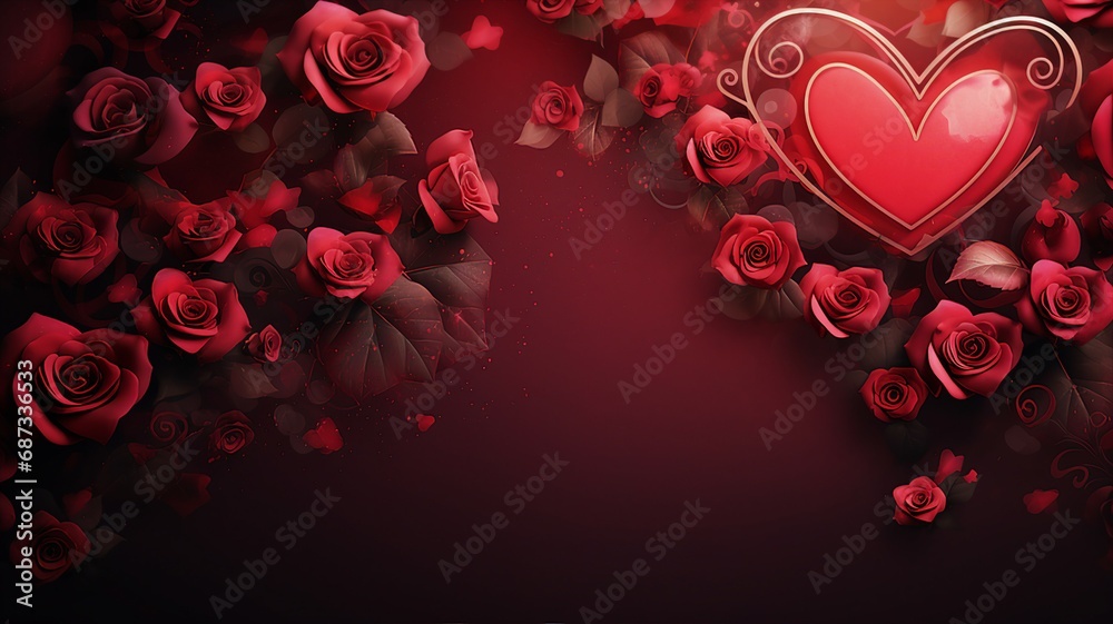 Romantic Hearts and Roses Valentine Background
