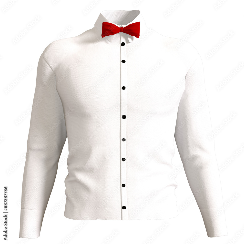Cloth Shirt Man Classic Fashion with bowtie isolated 3D render illustration Cloth Shirt Man Classic Fashion with bowtie isolated 3D render illustration