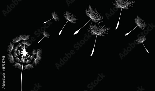 White Dandelion wall decal,flow in the wind wall decal,dandelion wall stickers,dandelion flying wall decal children's room 