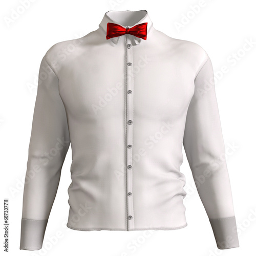 Cloth Shirt Man Classic Fashion with bowtie isolated 3D render illustration