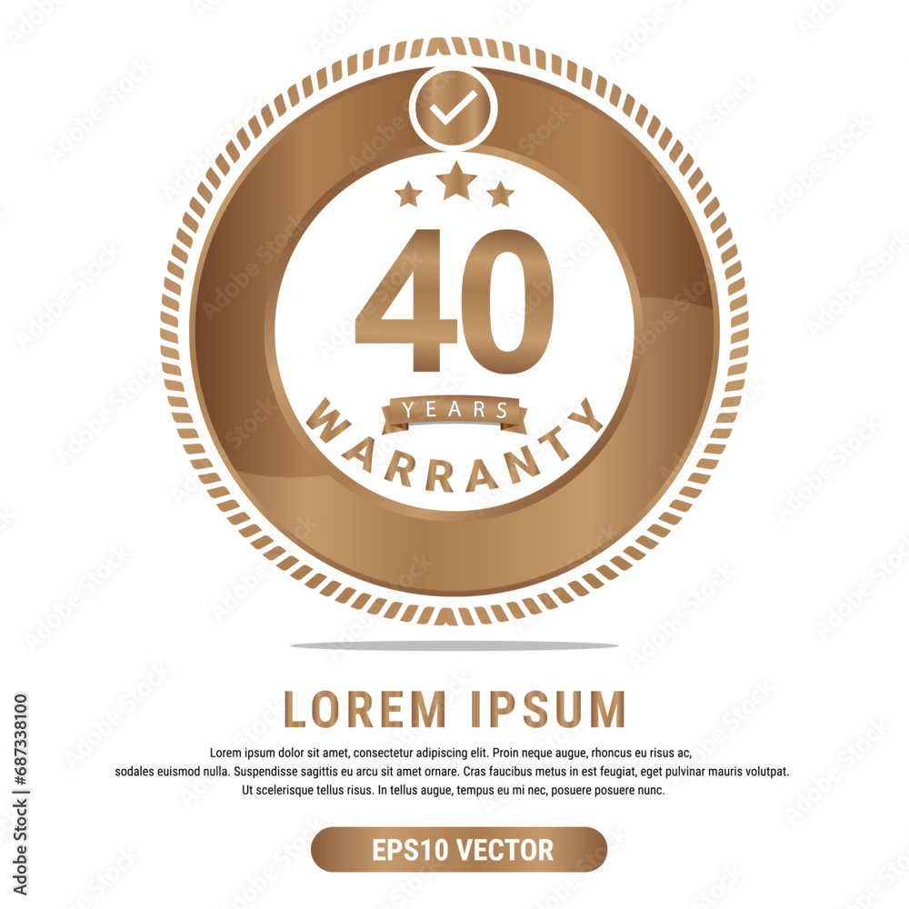 40 Year warranty vector art illustration in gold color with fantastic font and white background. Eps10 Vector 40 Year warranty vector art illustration in gold color with fantastic font and white background. Eps10 Vector