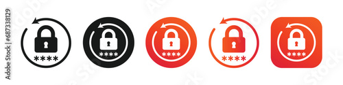 Change password vector Icon Set, Lock reload icons,Password reset Icon photo