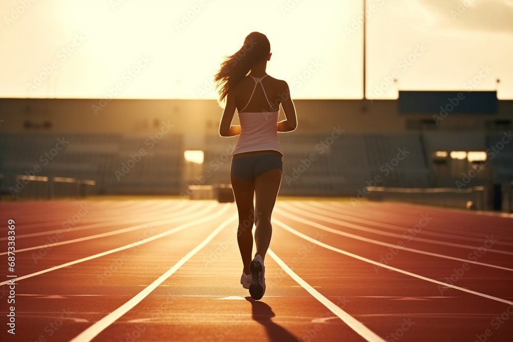 Fototapeta premium A woman running in a competition.