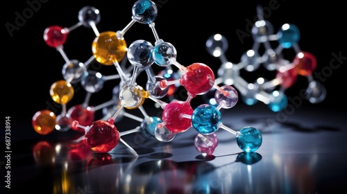 A close up of a model of a molecule. Generative AI.