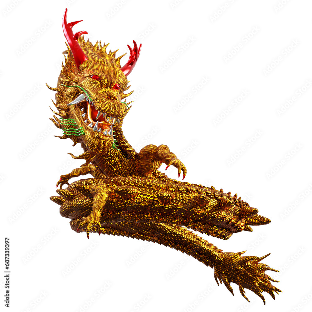 Chinese Dragon Symbol isolated 3D render Ilustration