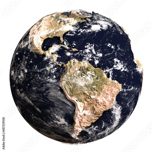 Earth Planet realistic Globe isolated 3D render Ilustration