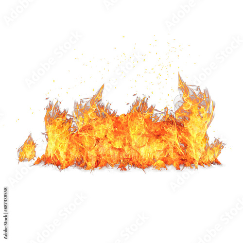 Fire Flame Realistic isolated 3D render Ilustration