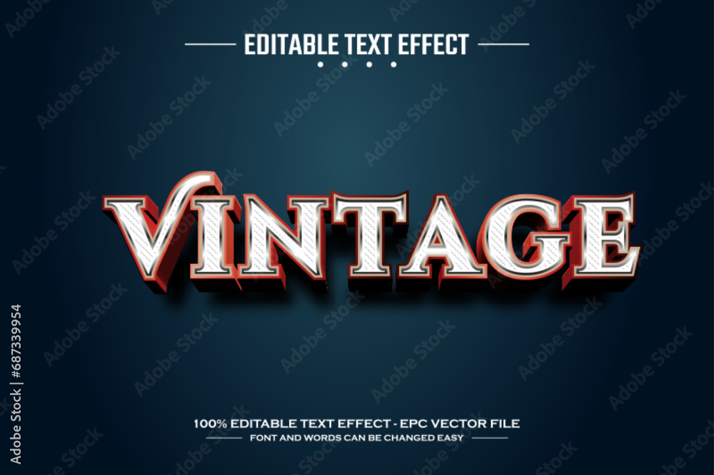 Vintage 3D editable text effect template
