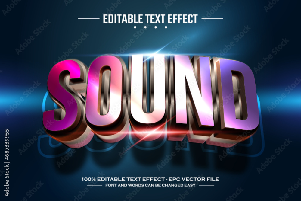 Sound 3D editable text effect template