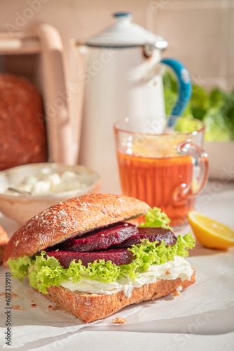 Delicious and healthy sandwich as vegan healthy breakfast.