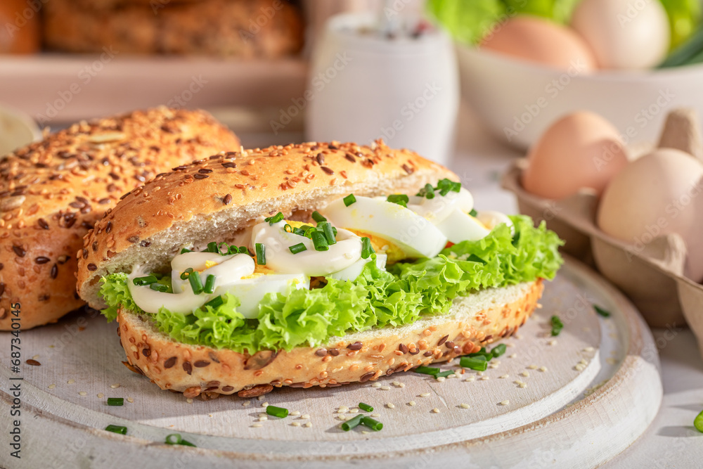 Healthy and delicious sandwich with eggs and mayonnaise. Healthy and delicious sandwich with eggs and mayonnaise.