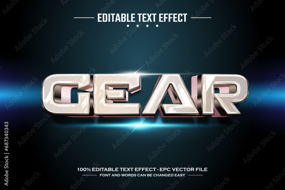Gear 3D editable text effect template