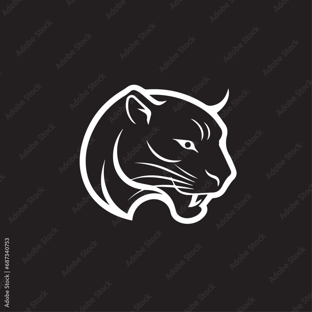 Panther in cartoon, doodle style. Isolated 2d vector illustration in logo, icon style, Eps 10, black and white. AI Generative