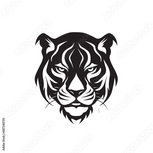 Fototapeta Naklejka Na Ścianę i Meble -  Panther in cartoon, doodle style. Isolated 2d vector illustration in logo, icon style, Eps 10, black and white. AI Generative