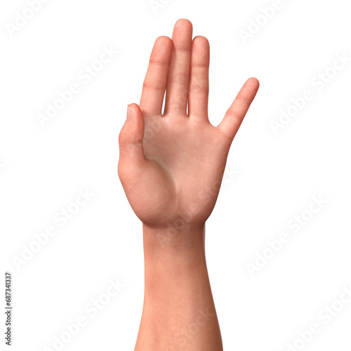 Hand Gesture Symbol Finger isolated 3D render Ilustration