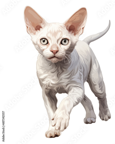 Playful Sphynx Kitten with Bright Eyes on a White Background