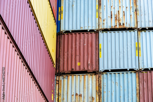 standard shipping containers in a container terminal photo
